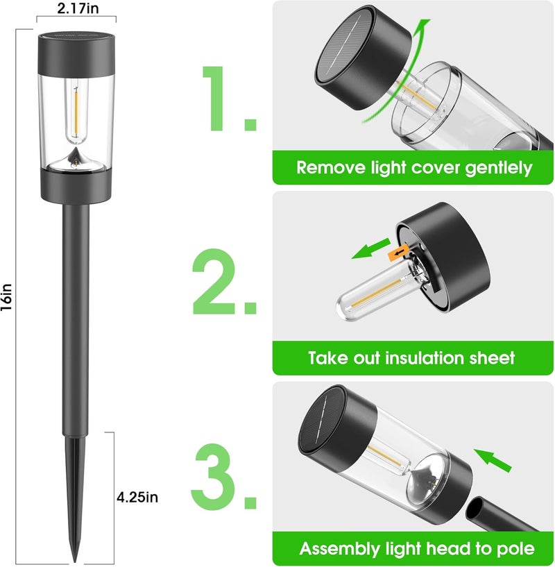 Eyrosa Solar Lights Outdoor, 12 Pack Waterproof Solar Landscape Lighting for Pathway Garden Yard Path Walkway Driveway Lawn Patio Outside Decor, Cool White - Image 3
